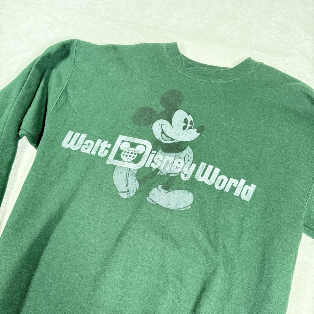 Hanes DISNEYLAND Resort Walt Disney World Mickey Mouse Green Sweatshirt Small